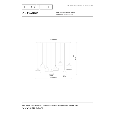 CHAYANNE - Lampa wisząca - 8xE14 - Black 05446/08/30 Lucide